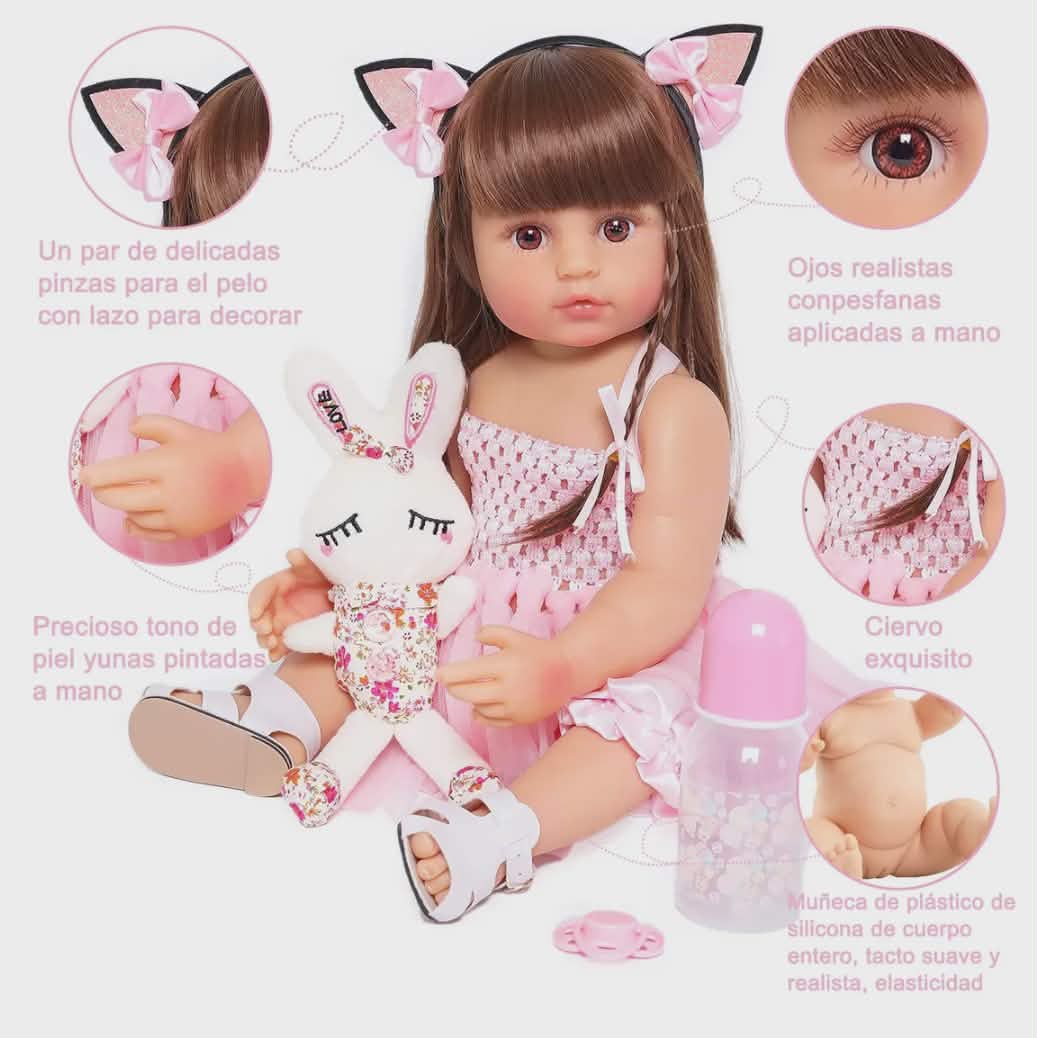 Muñeca Bebé Reborn Realista con 2 Cambios de Ropa (55 cm)