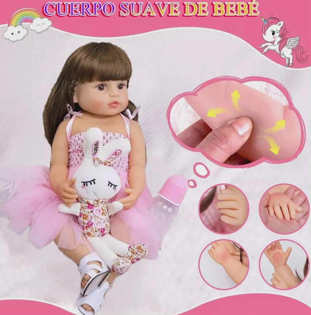 Muñeca Bebé Reborn Realista con 2 Cambios de Ropa (55 cm)
