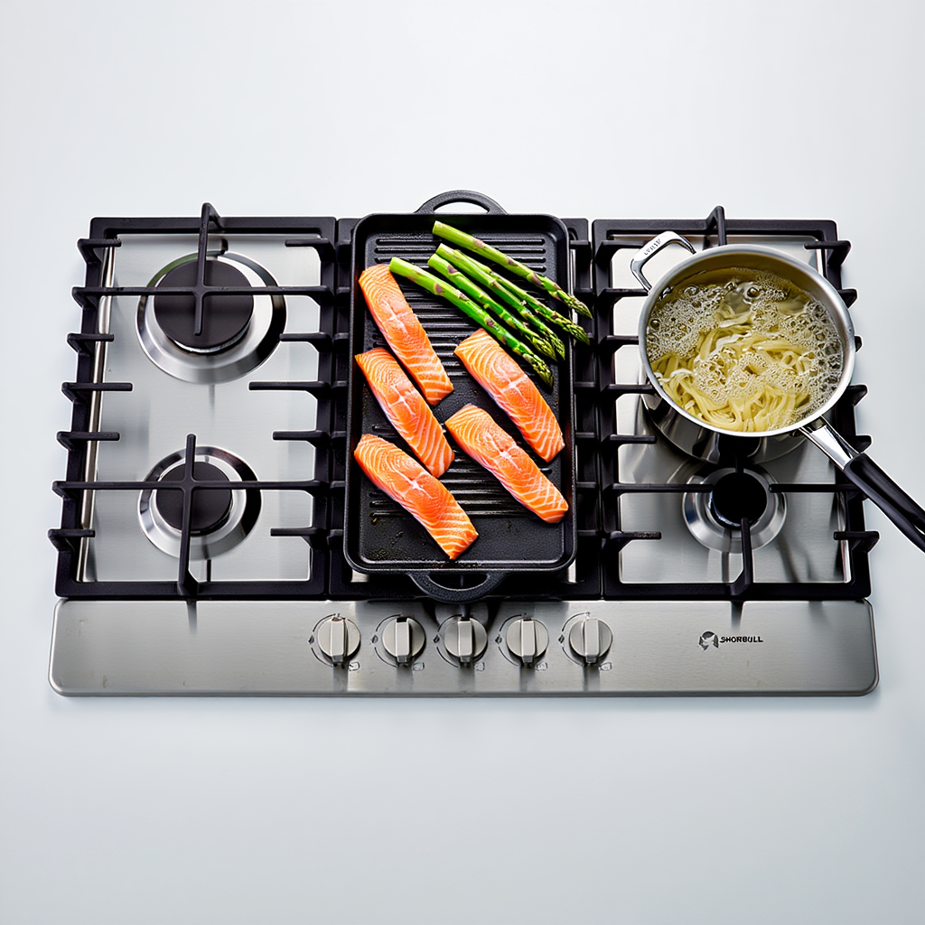 Estufa Empotrable SHORBULL® de 5 Quemadores + Comal