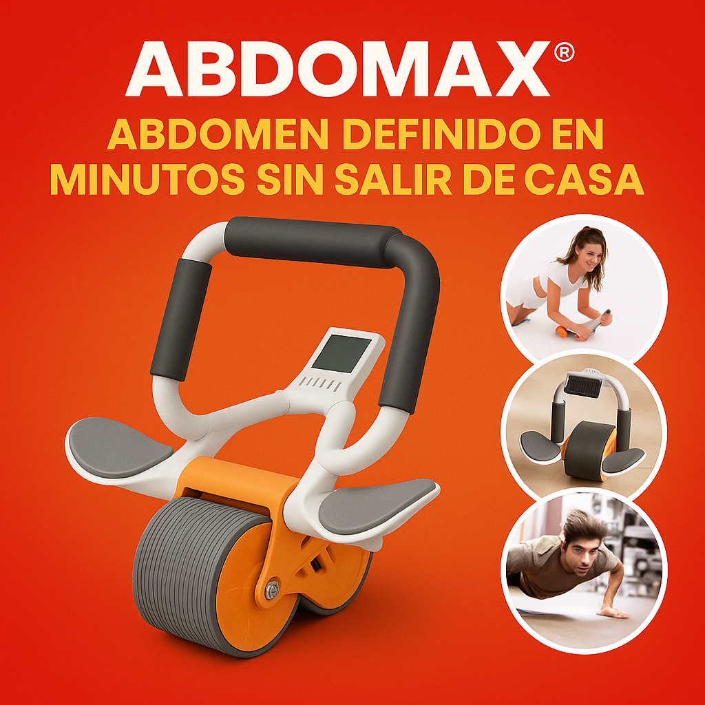 AbdoMax ejercitador abdominal portátil para definir abdomen en casa - Vista frontal.