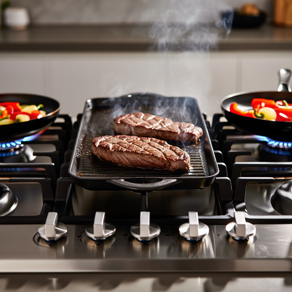 Estufa Empotrable SHORBULL® de 5 Quemadores + Comal